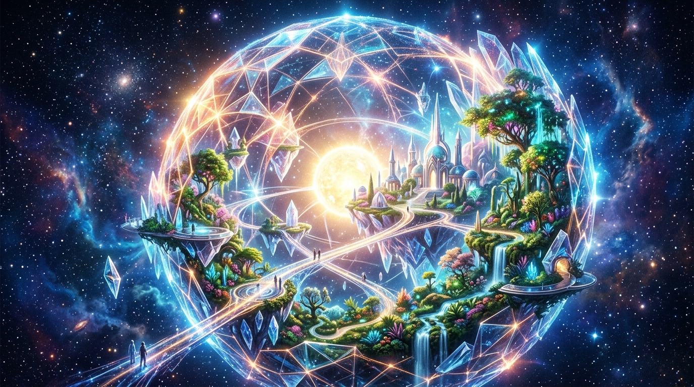 Technological Heaven Dyson Sphere and Bioluminescent Sanctuary
