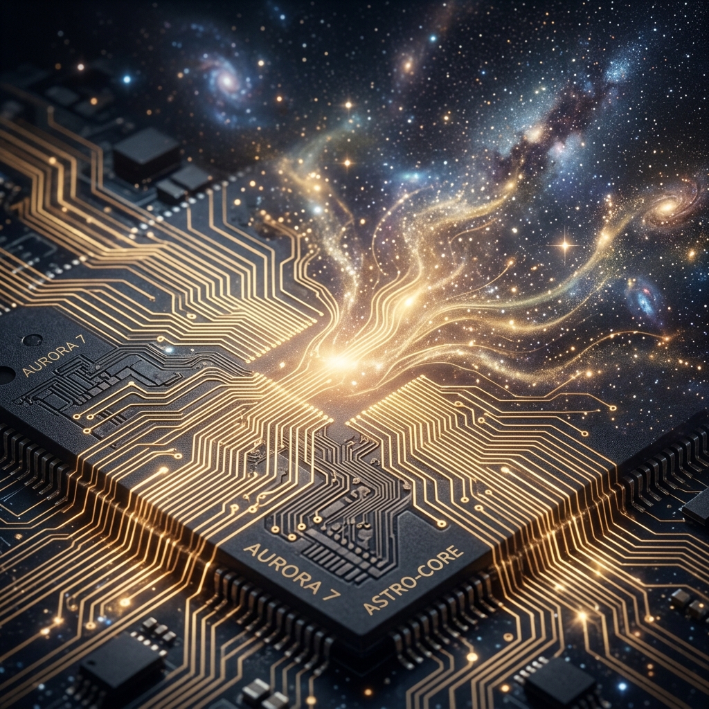 Silicon Microchip traces expanding into cosmic constellations